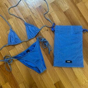 Triangl Small Blue sparkle bikini set and bag